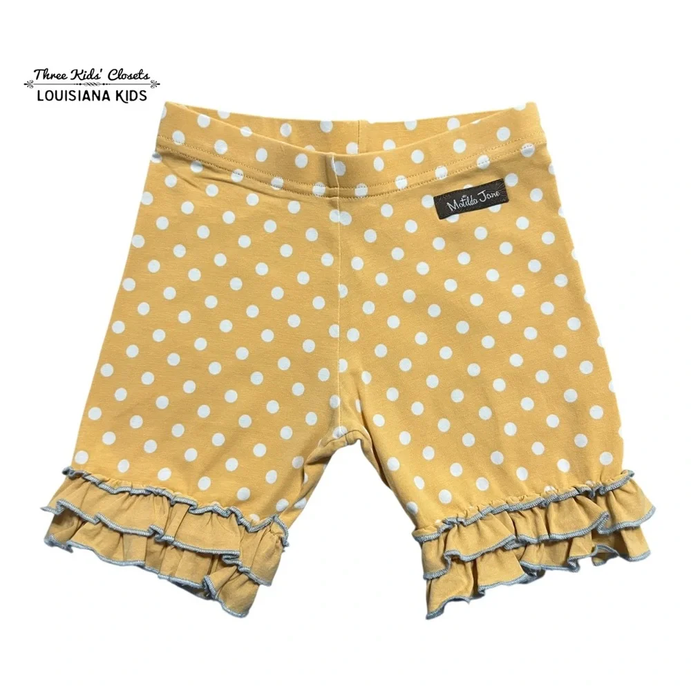 Matilda Jane 6Y School Bus Shorties Yellow Polka Dot Ruffle Shorts